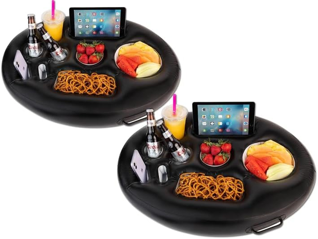 ZONETECH Zone Tech Inflatable Floating Drink Holder for Swimming Pool, Hot Tub for Adults - Buffet Serving Bar, Beverage, Fruit, Salad, Tablet, Cell Phone. (2 Pack) PA1-VAR image number 1
