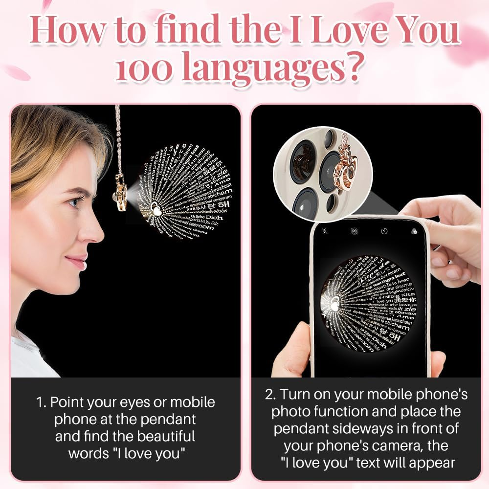 AUTOWT Preserved Rose Gifts for Women, Pink Eternal Flower Rose Box with I Love You Necklace and Ring, Romantic Gifts for Mom Grandma Wife Sweetheart on Mother&rsquo;S Day Valentines Christmas Anniversary image number 6