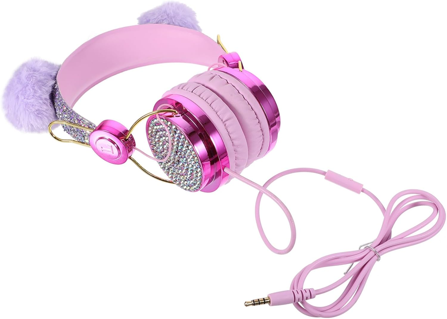 MERRYHAPY Kids Cartoon Plush Ear Headphones for Boys and Girls Adjustable Volume Limiting On-Ear Headset for Travel Random Color Design image number 5