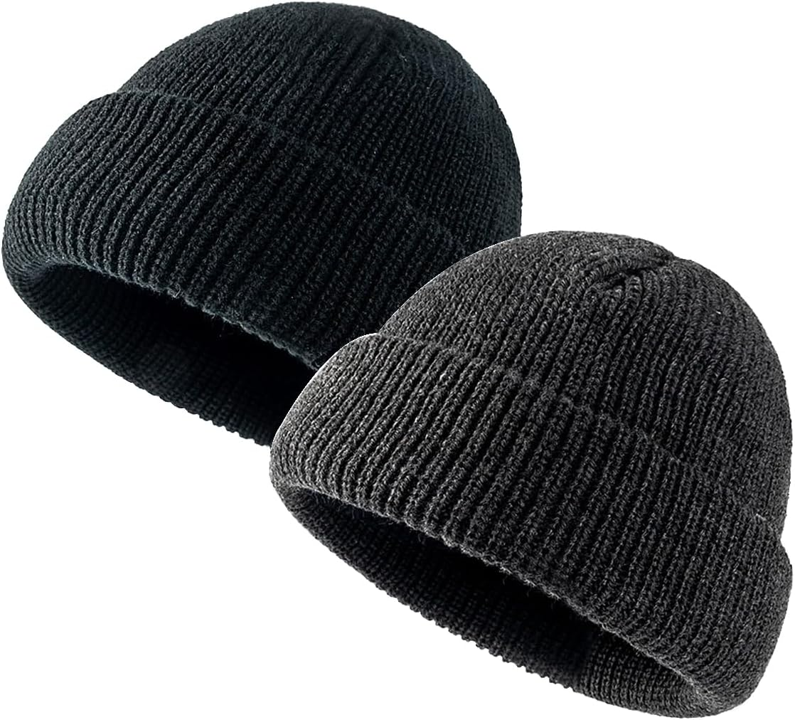 Sakaguro 2 Packs Beanie Hats for Men Women Warm Winter Hats Outdoor Warm Hat