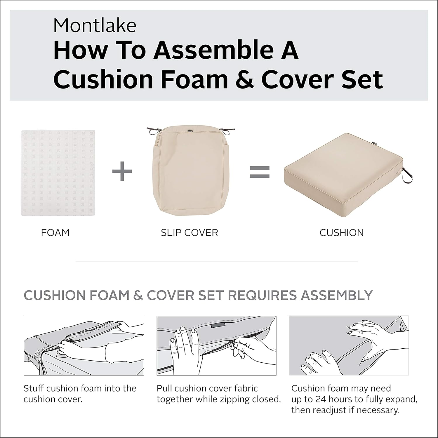 Classic Accessories Montlake Fadesafe Water-Resistant 44 X 20 X 3 Inch Patio Chair Cushion, Antique Beige, Patio Cushion Set - Heather Grey image number 2