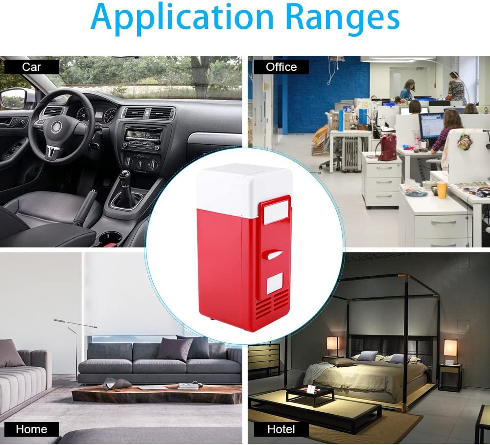 Mini USB Refrigerator, Portable LED Electric Drinks Beverage Cans Cooler and Warmer for Car(Red) image number 2