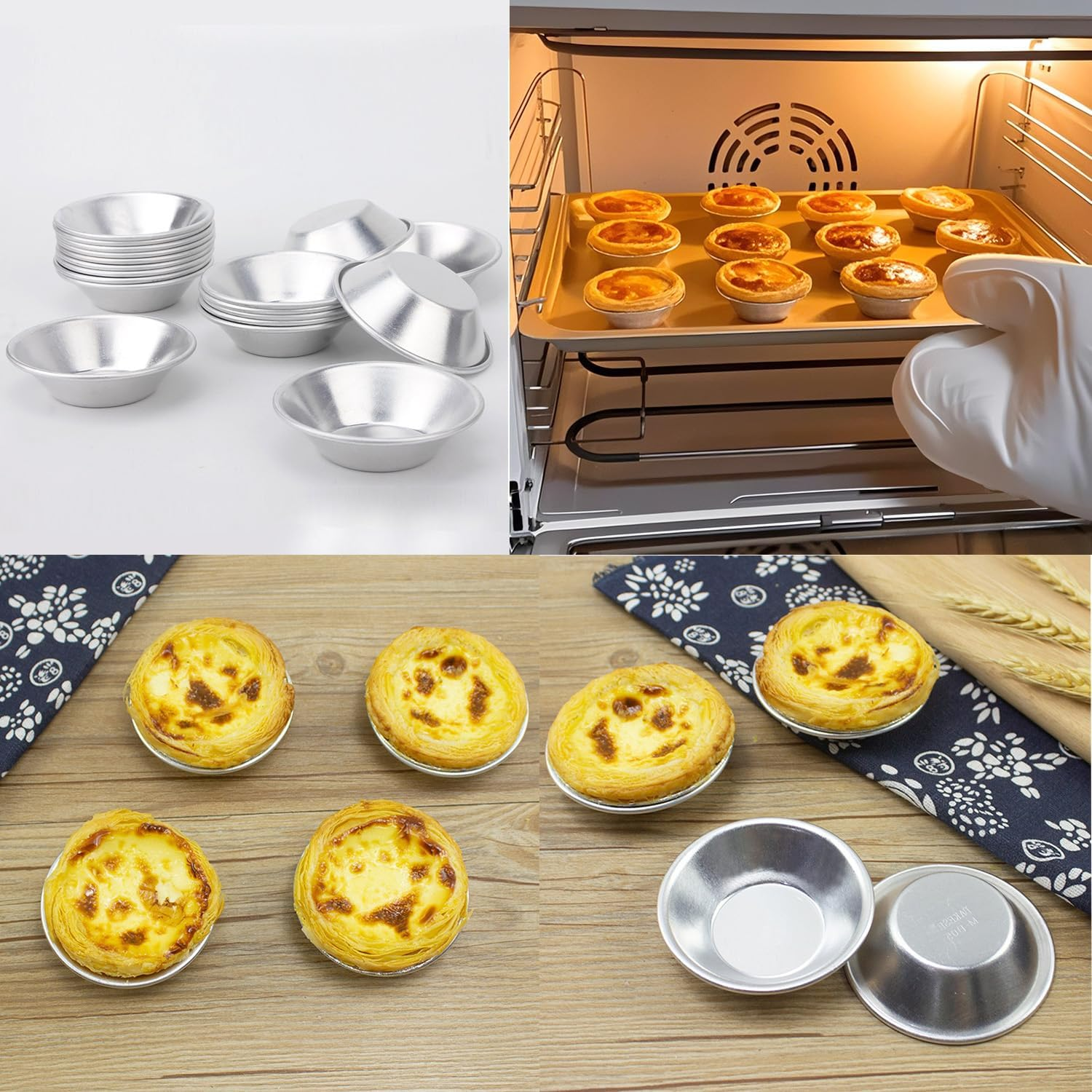 20PCS Aluminium Tart Moulds,Thickened Non-Stick round Cake Cups,Baking Moulds,Pudding Mould Cups,Quiche Models,Cupcake and DIY Dessert Moulds image number 1