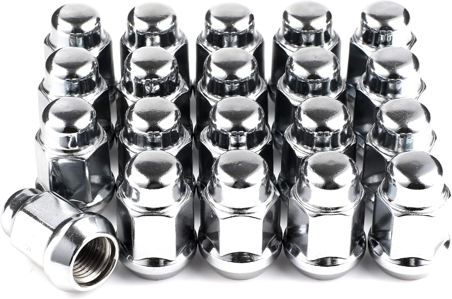 Gaemi M12X1.25 Lug Nuts,20 PCS Chrome Closed End Bulge Acorn Wheel Lug Nut for Aftermarket Wheels,3/4 Inch Hex image number 5