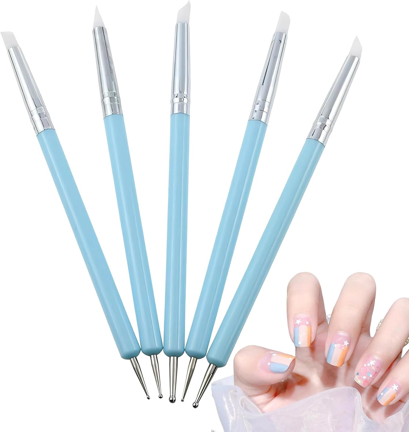 Clay Sculpting Tools, Double Tipped Nail Pen Silicone Clay Sculpting Tools - Ceramic & Pottery Pens, Beauty & Personal Care for Birthdays, Holidays, Housewarming image number 5