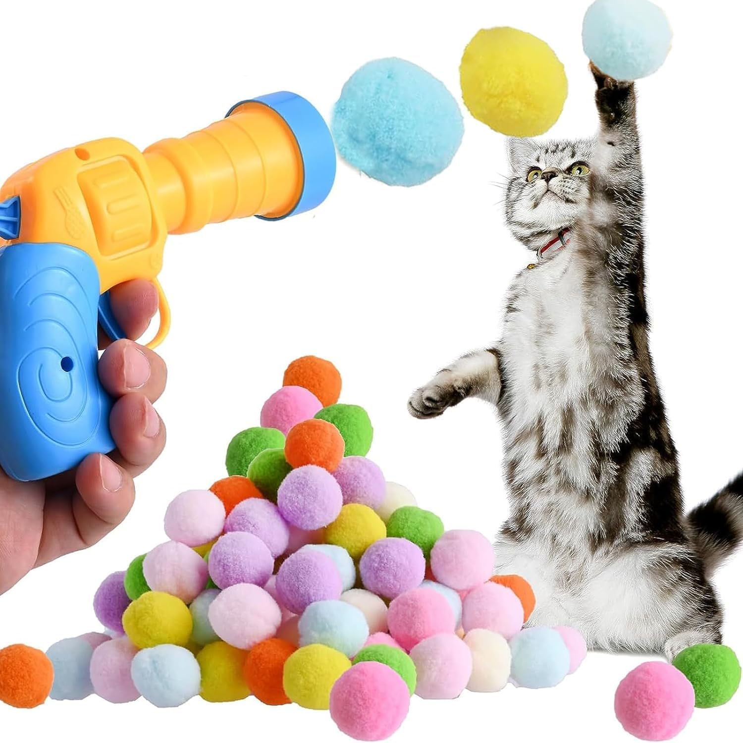 SXFENG Cat Toy, Interactive Cat Toy, Cat Toy Balls with Cat Toy Launcher, Cat Toy for Cats and Kittens, Toy for Indoor Pets, Cats, Dogs (50 Balls) image number 4