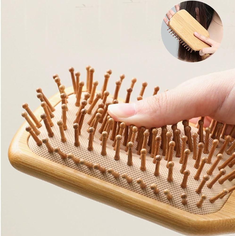 Armastuse Wooden Hair Brush,Natural Bamboo Hair Combs, for Women, Men Reduce Frizz, Massage Scalp for Straight Curly Wavy Dry Wet Thick or Fine Hai image number 1