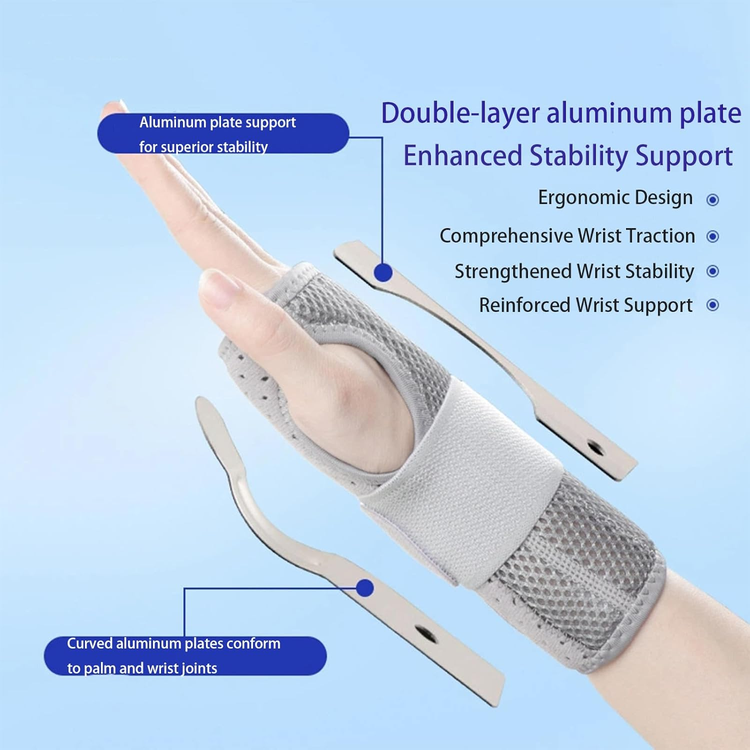 Wrist Protector, Suitable for Carpal Tunnel Syndrome, Adjustable Wrist Support, Suitable for the Right Hand, Relieves Pain Caused by Arthritis Sprains (Gray, Right Hand S/M) image number 2
