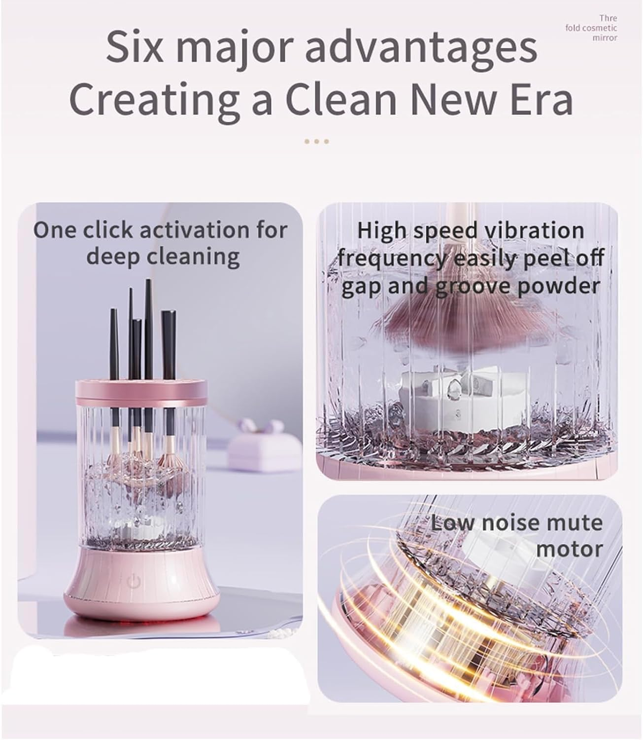 YVXUN Upgrade Electric Makeup Brush Cleaner Machine &ndash; Makeup Brush Clean and Dry Makeup Brushes Tools,Sponges Automatically-Make up Dryer,Washer Holder Combined(Pink)-Perfect for Home & Professional Use image number 1