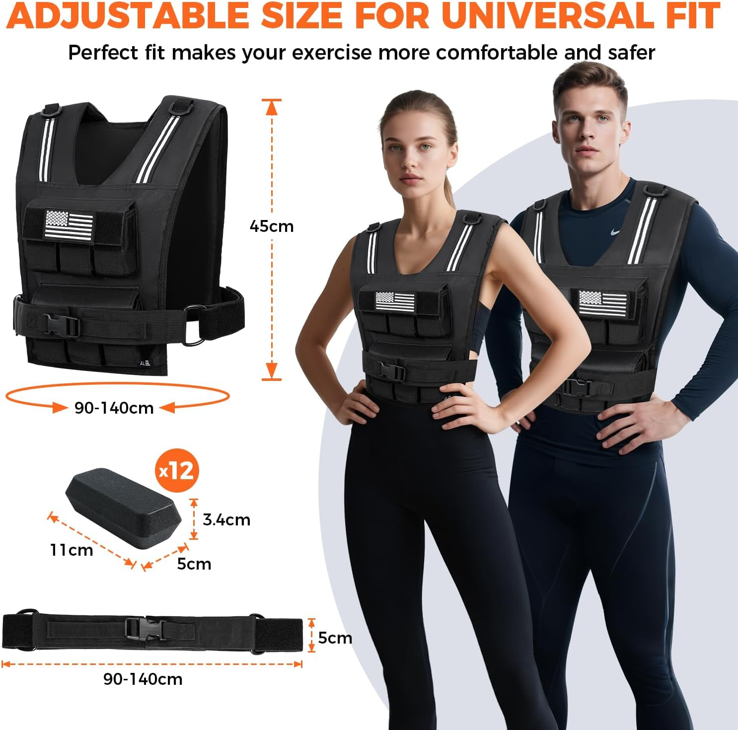 BAGAIL Weighted Vest for Strength Training, Removable Iron Plates, Adjustable Bust Size, Heavy Duty Fitness Vest for Man Woman, Ideal for Gym Workouts, Yoga Training and Aerobic Exercises image number 4