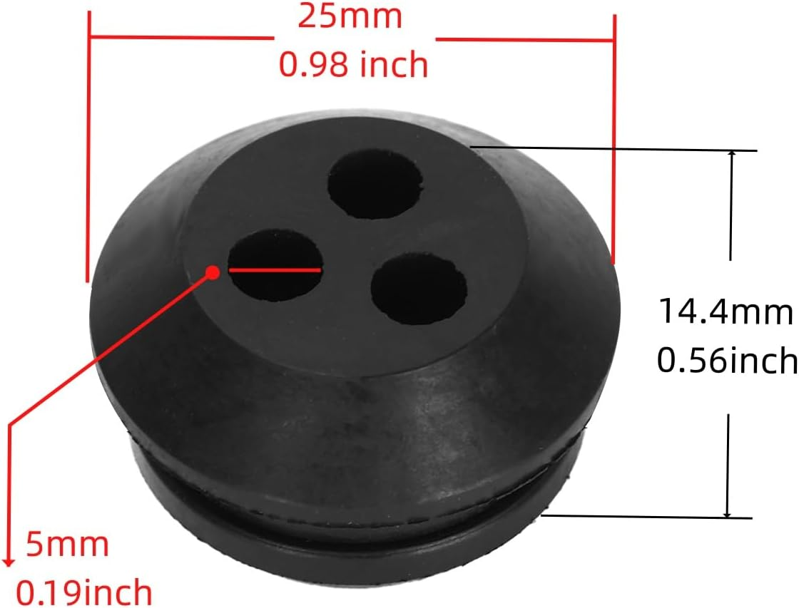 Ruimou 10Pcs 3 Hole Gas Fuel Tank Grommet (5Mm Hole Diameter) 13211546730 V137000030 Compatible with Echo for Strimmer Trimmers