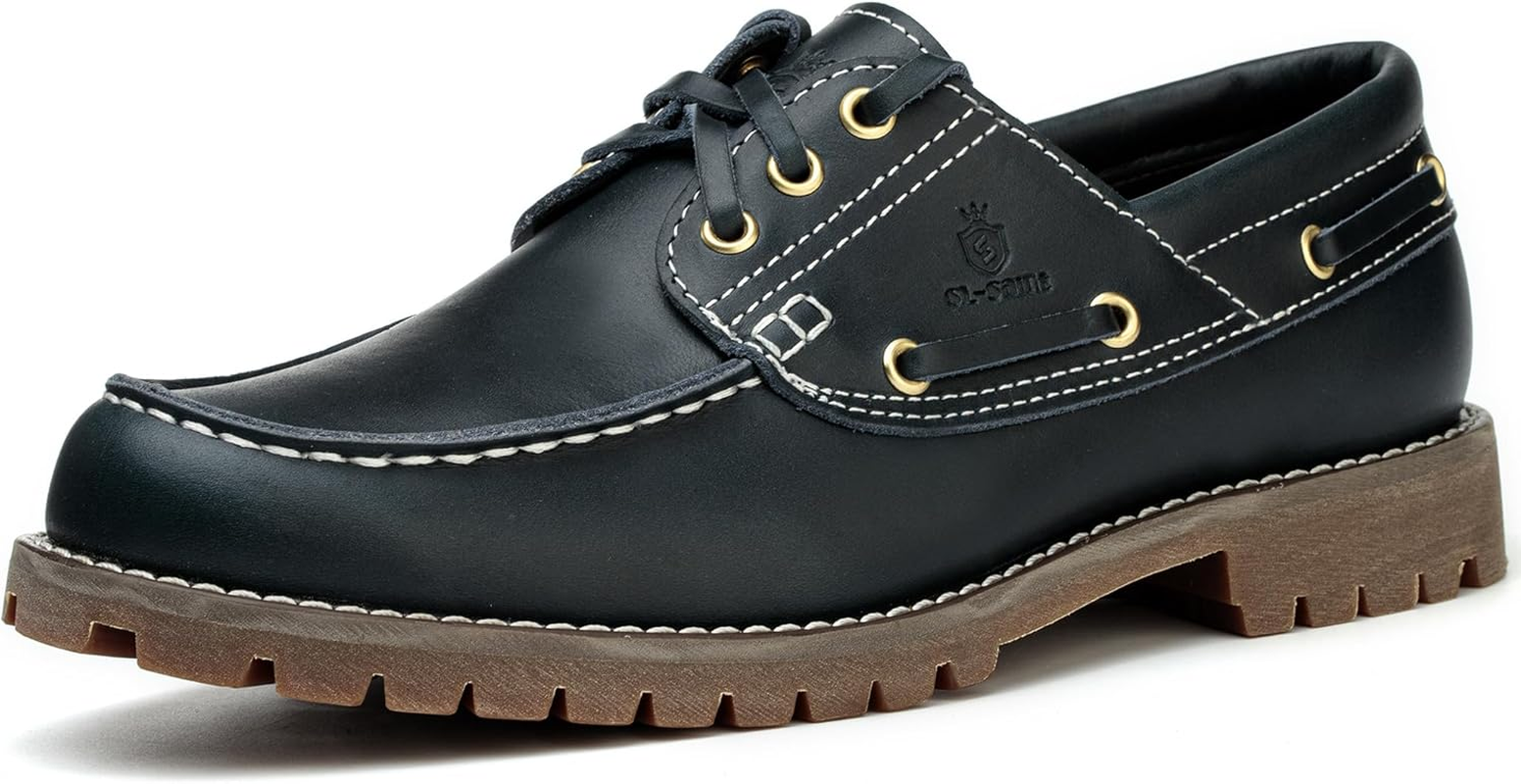 Sl-Saint 1 Handmade Men'S Classic Boat & Deck Shoes Moc Toe Lace up Full Grain Leather Comfortable Fashion Casual