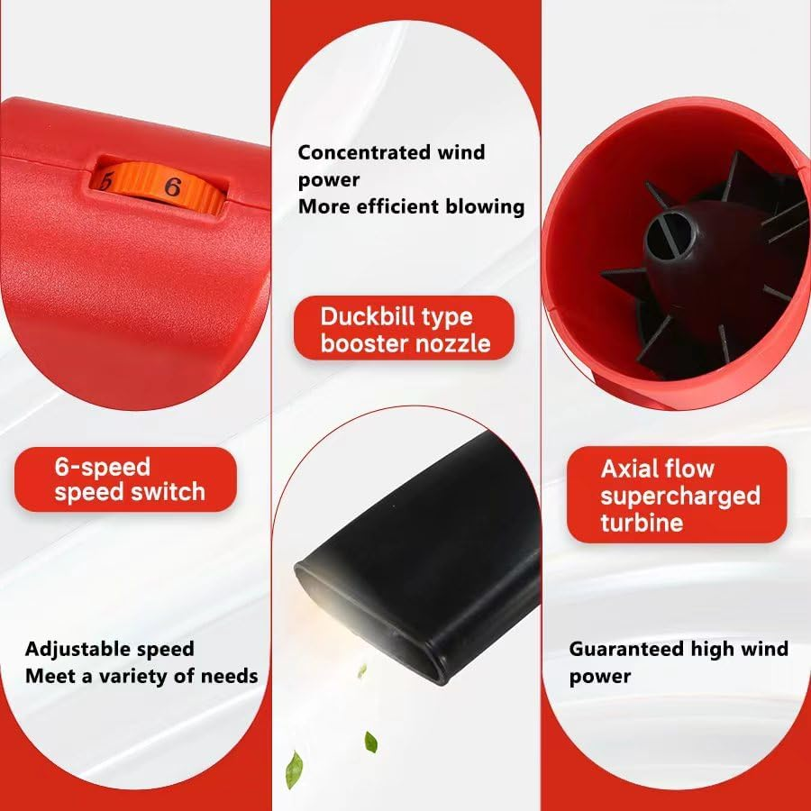 PORIYA 2800W 21V Cordless Leaf Blower, with 6-Speed Selection, Handheld Garden Cleaner Tool for Lawn Care, Outdoor Garden (Two Batteries) image number 5