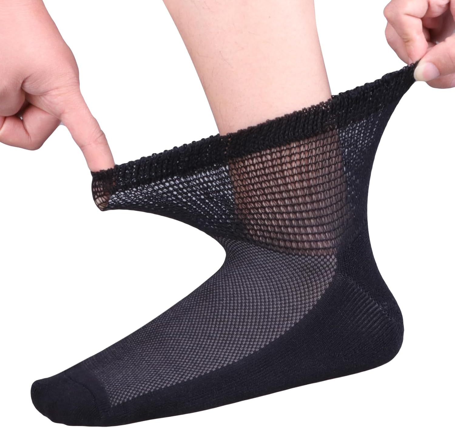 YUEDGE Men'S Bamboo Diabetic Socks with Non-Binding Top, Cushioned Crew Socks for Neuropathy Edema 5 Pairs Size 6-13US image number 3