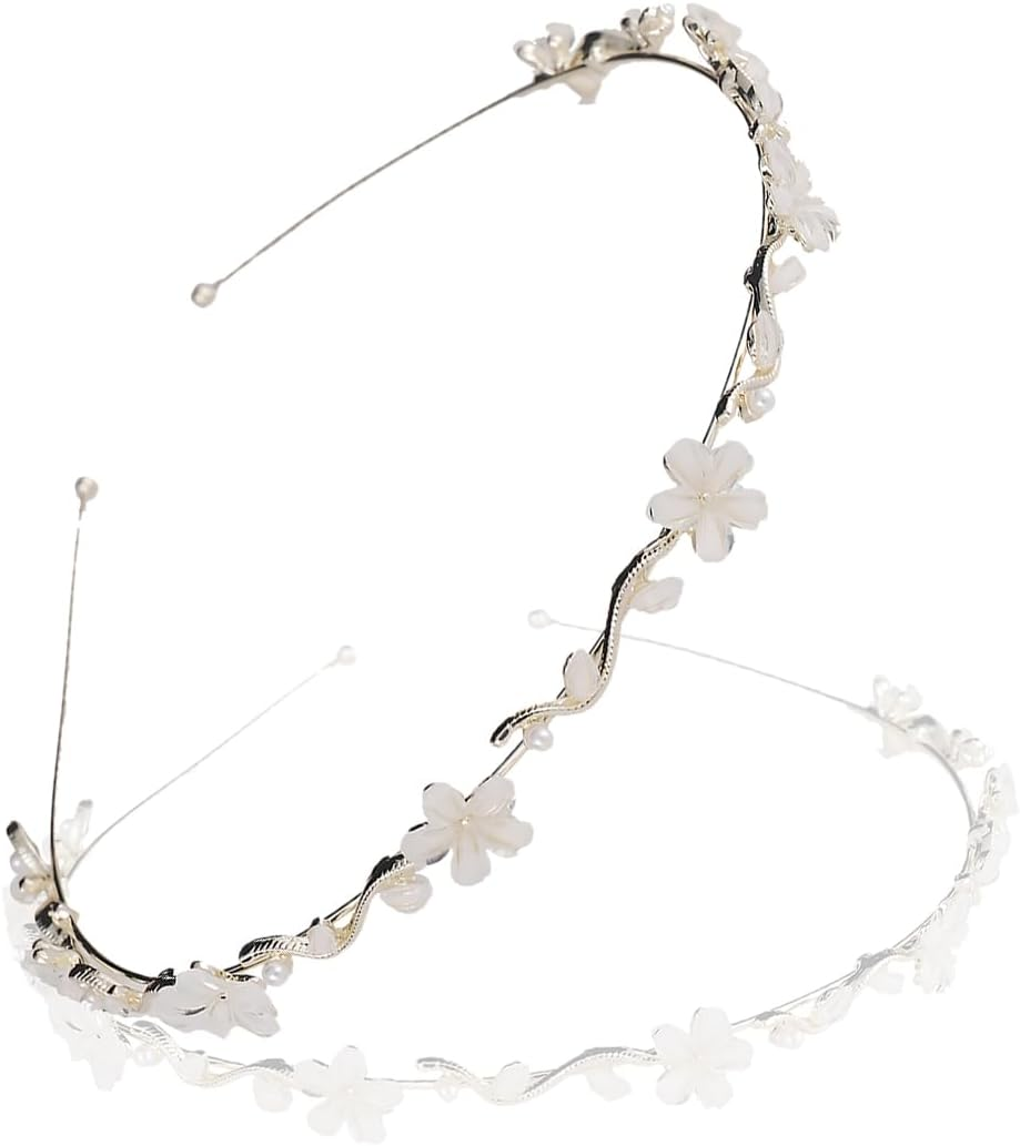 WUSJCOF Girls and Bride Communion Headband - Silver Flower Hair Accessories for First Holy Communion Wedding and Special Occasions image number 5