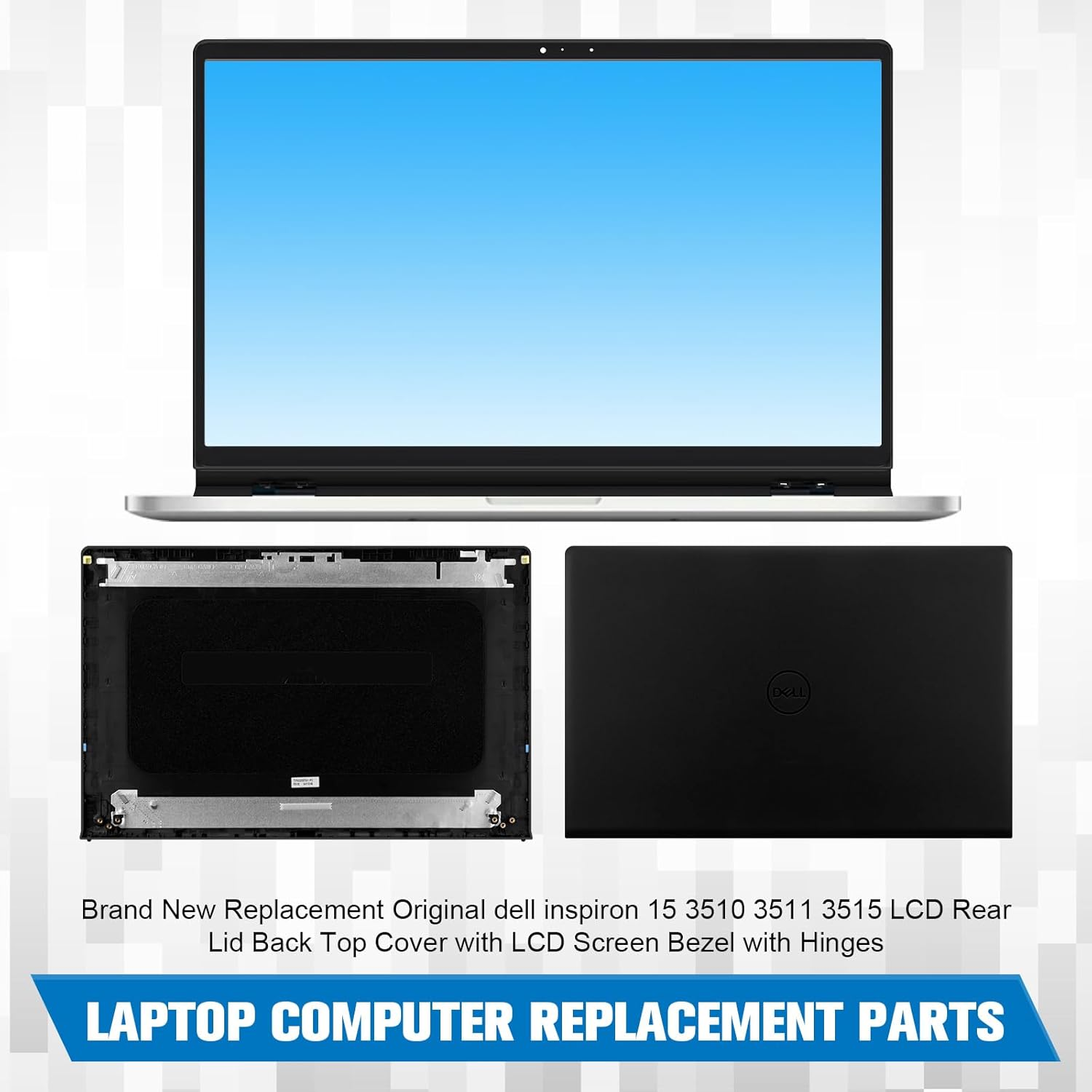 Konohan 4 Pack Replacement LCD Back Laptop Computer Replacement Parts Cover Top Case Lid Front Bezel with Hinges Compatible with Dell Inspiron 15 3510 3511 3515 3520 3525 00WPN8 image number 3
