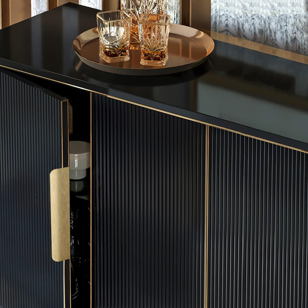 Satanga Edge Finger Tab Pull for Cabinets Hardware Closet Pulls Square Bar Pulls Drawer Pulls 5Pack Easy to Install 6Inch 150Mm Brushed Brass image number 4