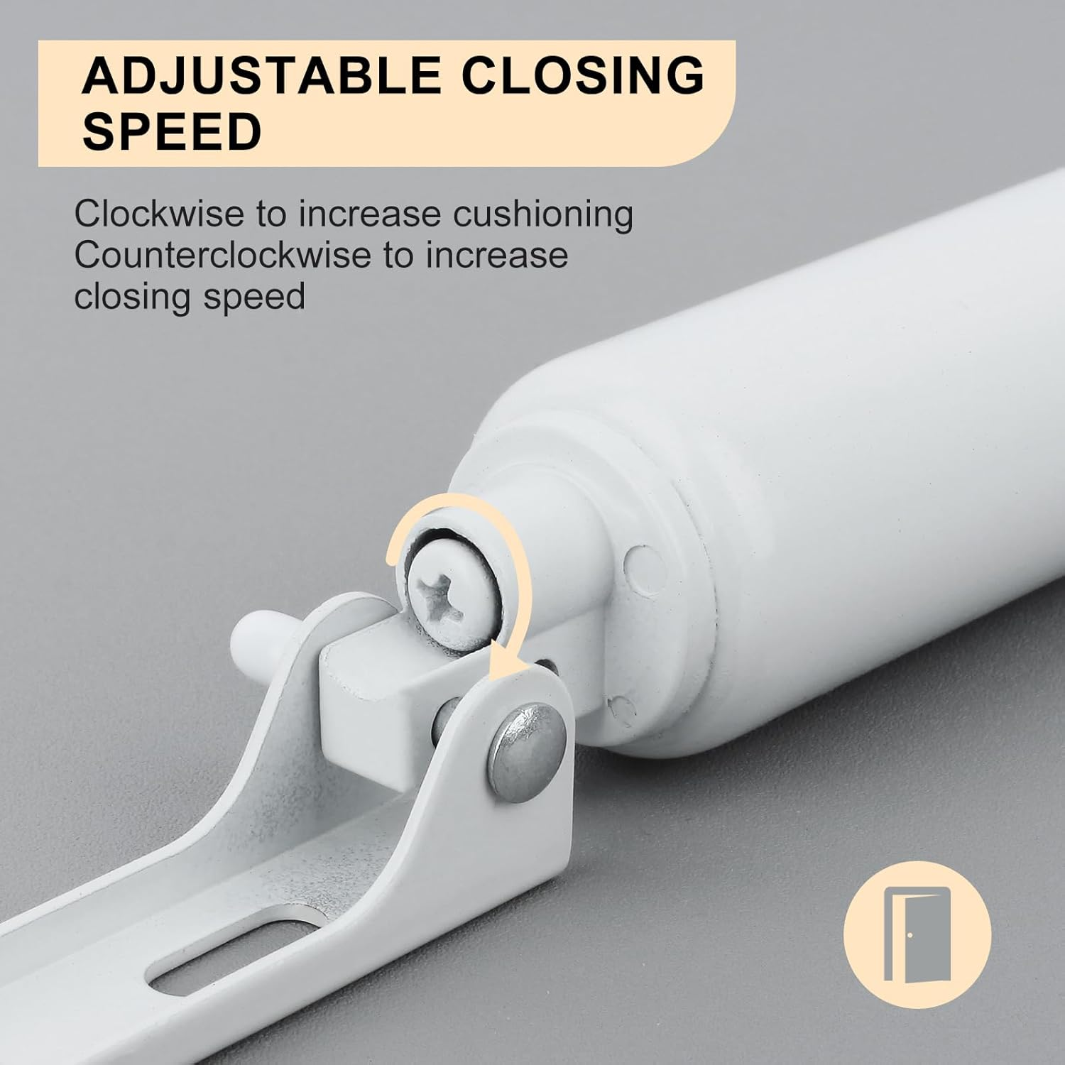 CASONNIK Door Closer,White,Standard Duty Pneumatic Screen and Storm Door Closer image number 5