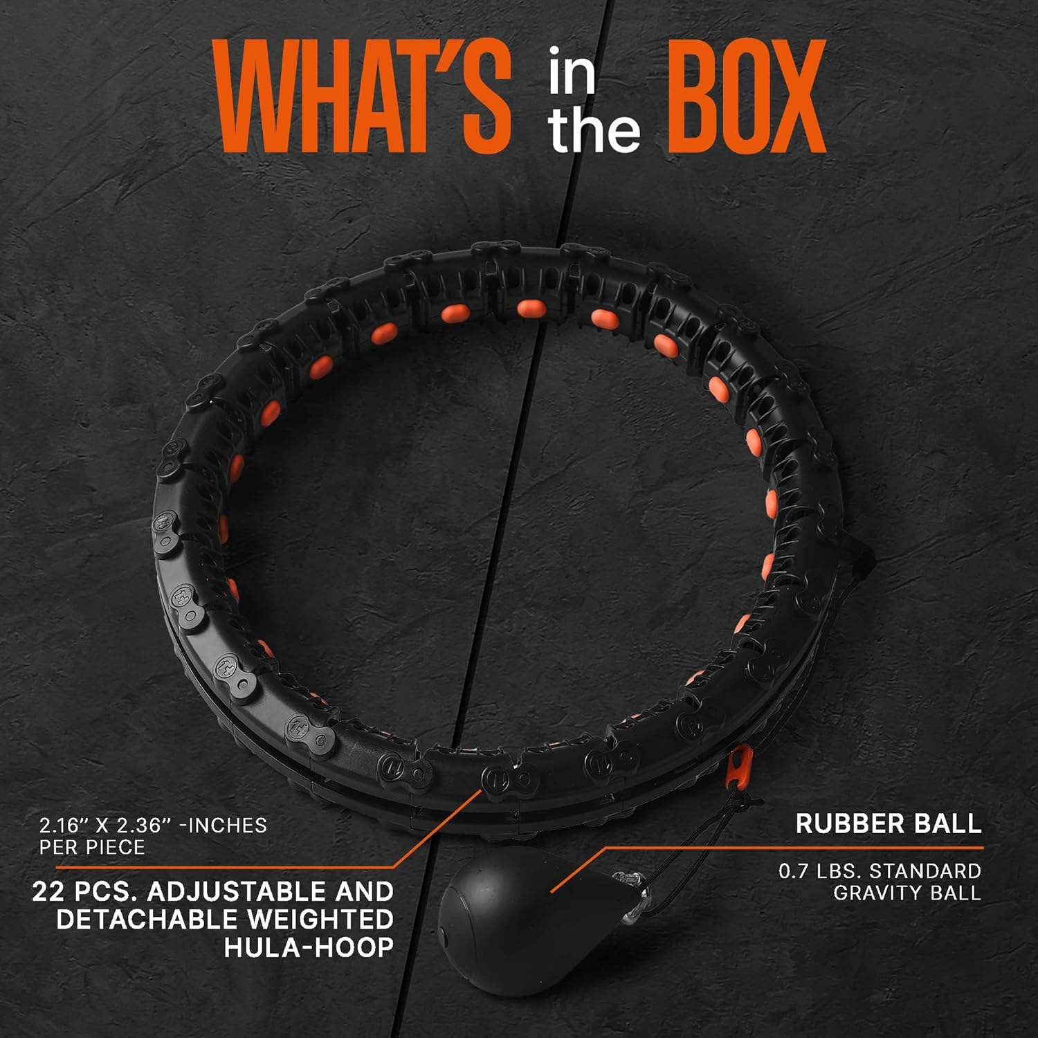 SQUATZ Exercise Hula Hoop for Adults Weight Loss - Weighted Hula Hoop for Workout, Adjustable & Detachable Weighted Hula-Hoop image number 6