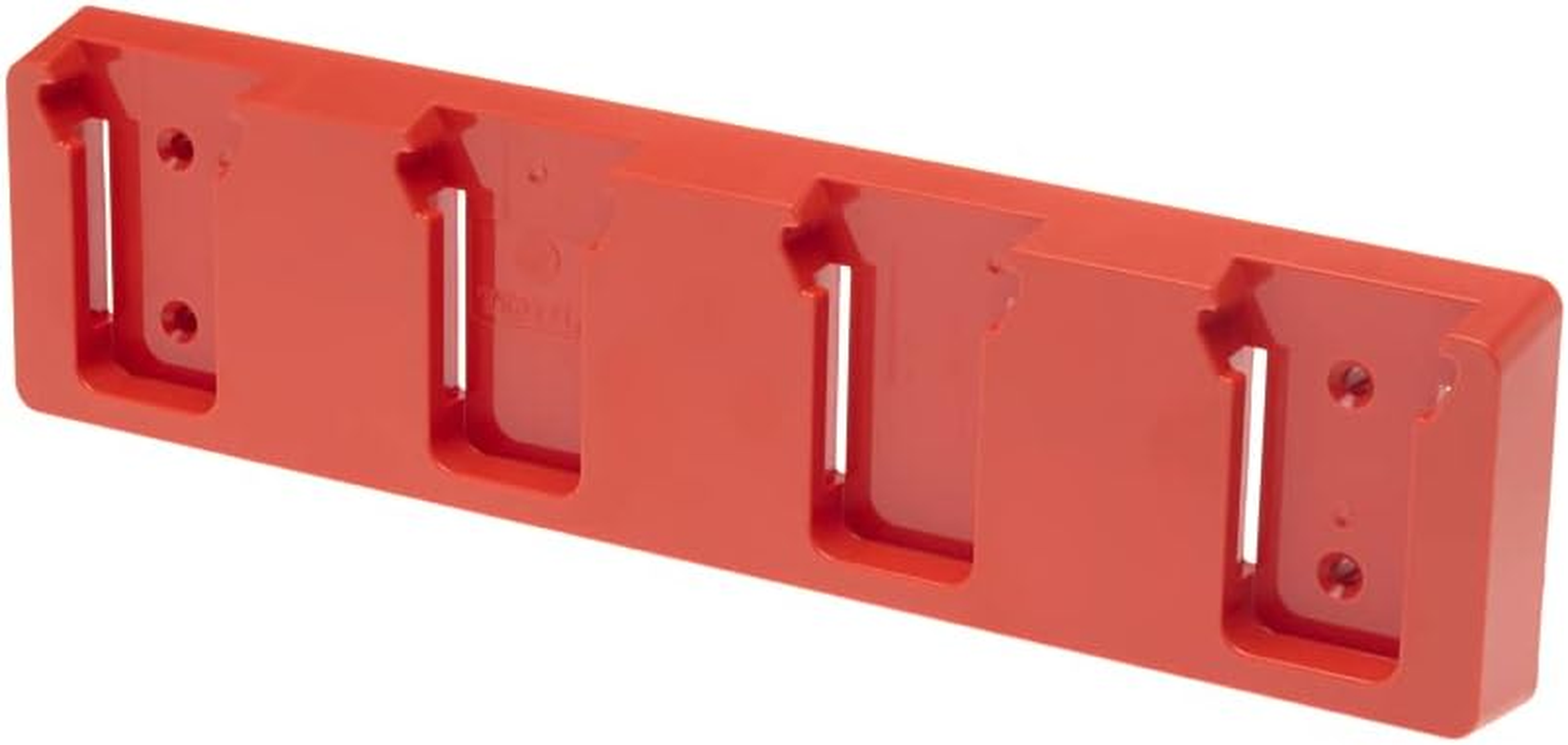 48 Tools Milwaukee M18 18V Battery Wall Storage Mount - Durable ABS, Easy Install, 4-Bay Holder for Workshop, Trailer, Van - Red image number 6
