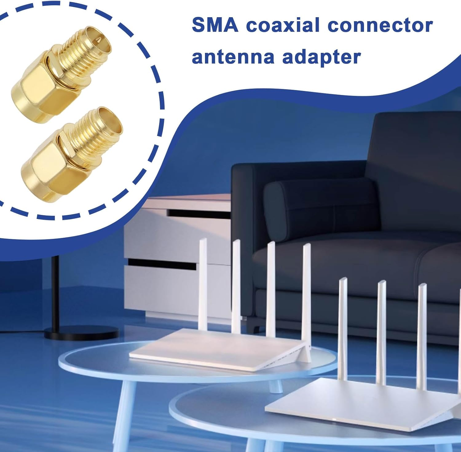 YINETTECH 4Pcs SMA Coax Connector Kit SMA Coaxial Straight Connector SMA/RP-SMA Male to RP-SMA/SMA Female RF Coaxial Adapter for Antennas, Wifi, Coaxial Cable, Audio image number 3