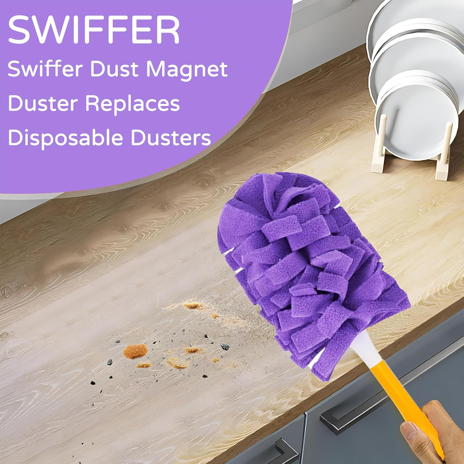 Pack of 5 Washable Duster Telescopic Long Extendable Duster, Dust Magnet, Duster, Telescopic Rod, for Cleaning Car, Computer, Air Conditioning, TV and Other image number 2