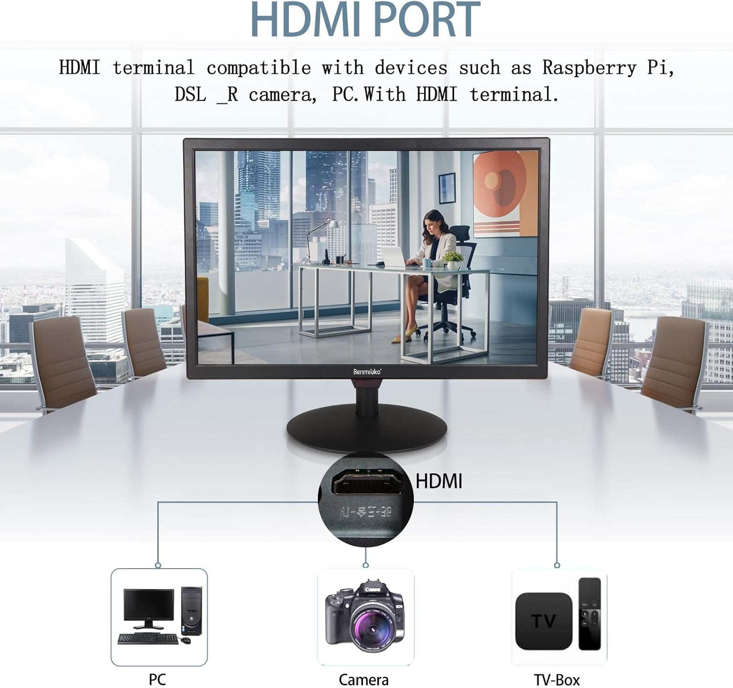 22 Inch Monitoring Security Camera Monitor LCD Display Screen Multi-Function Interface HDMI, BNC, VGA, AV, USB, CCTV Computer Monitor Built-In Speaker 1920X1080 Full HD image number 5