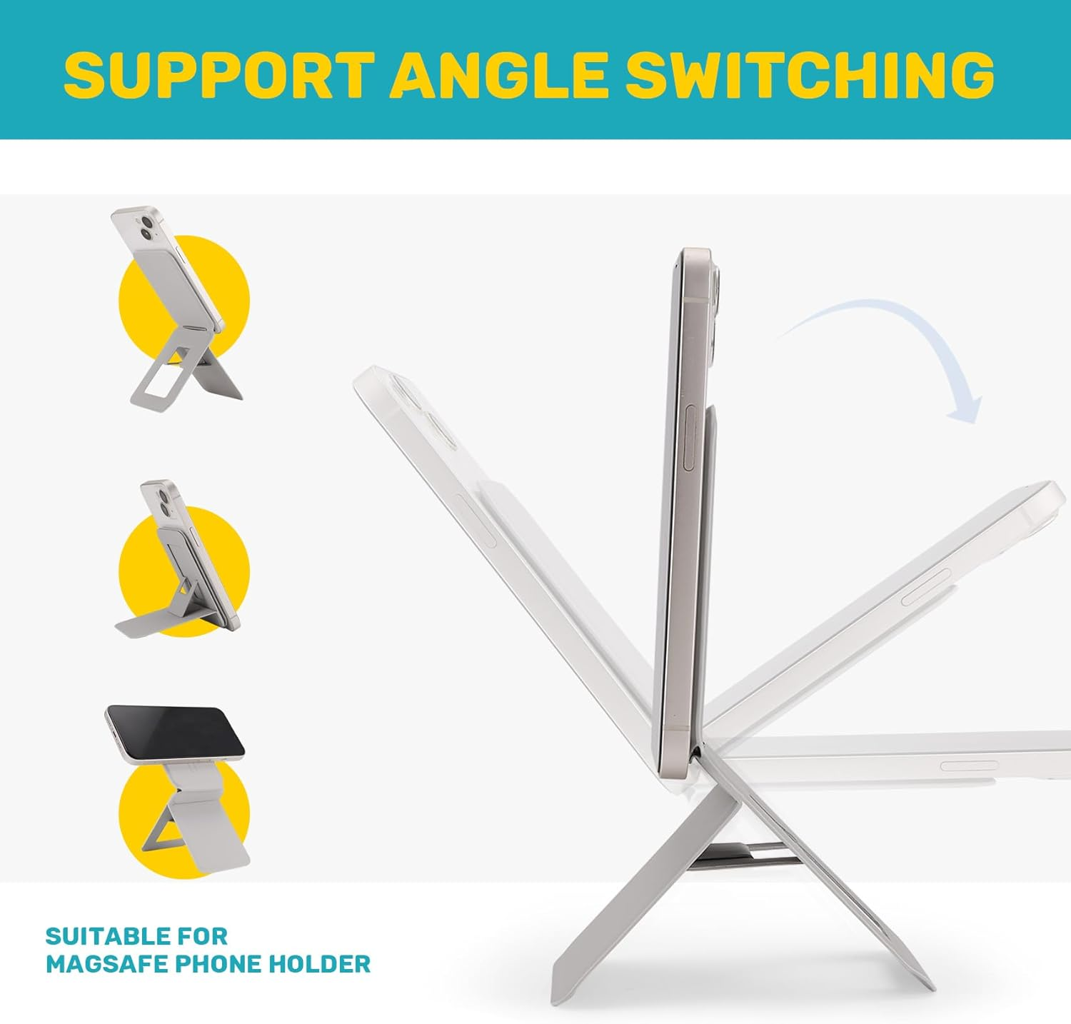 Hcskoss Mobile Phone Holder Foldable Magnetic Phone Tripod Stand Cell Phone Stand Strong Magnets PU Leather Phone Stand Compatible with Iphone 17/16/15/14/13/12 Series image number 4