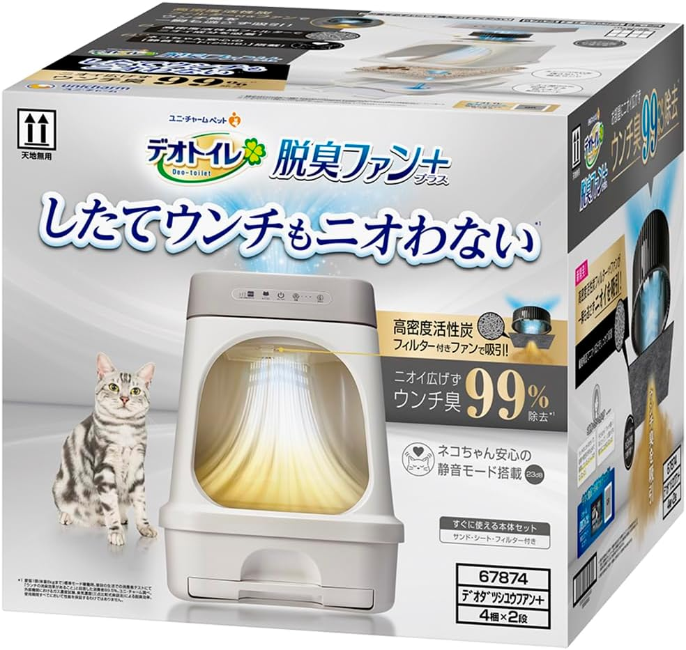 Deo Toilet Deodorizing Fan + Main Unit Set, Approx. 1 Month Supply Cat Sand, Sheet, 3 Month Supply Filter, Power Adapter, Power Cord Protective Cover Included image number 2