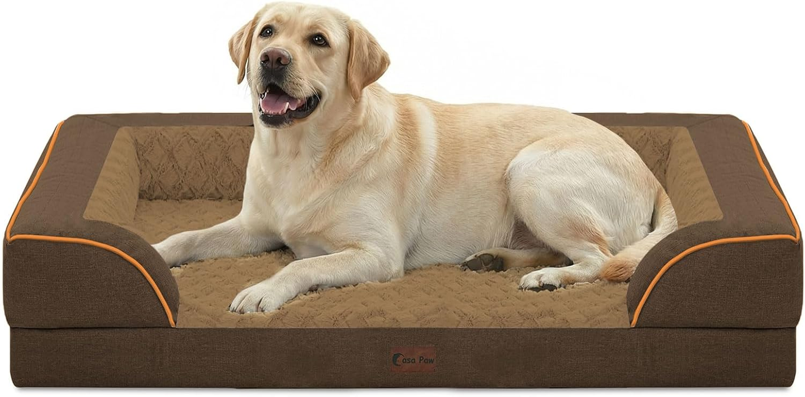 Orthopedic XL Dog Beds, Waterproof Memory Foam Big Pet Bed for Extra Large Sized Dogs 45X35Inch, Non-Slip Bottom and Egg-Crate Foam Dog Couch Bed with Washable Removable Cover, Brown image number 3