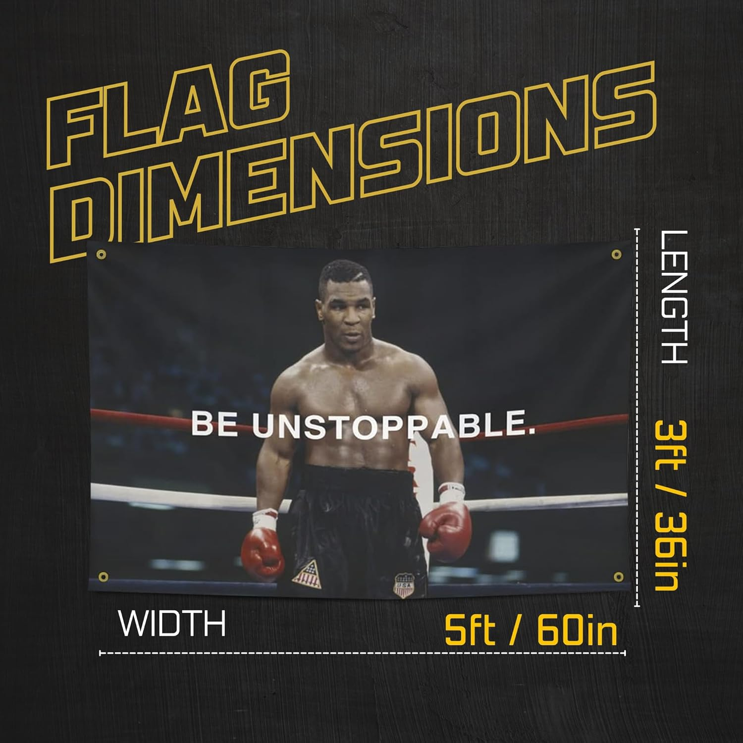 Mike Tyson Be Unstoppable. Flag Motivational Fitness Inspirational Workout Home Gym Wall Decor College Dorm Man Cave 3X5 Feet Flag Banner Cool Gym Motivation Boxing Poster Cool Cool Flags Motivational Wall Art College Dorm Banner Cool Wall Decor Men image number 5