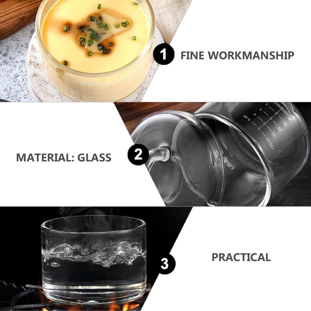 Housoutil 3PCS Glass Stovetop Pot with Lid, Glass Small Saucepan, Clear Steaming Bowl Safe for Pasta Noodle, Milk, Baby Food image number 4