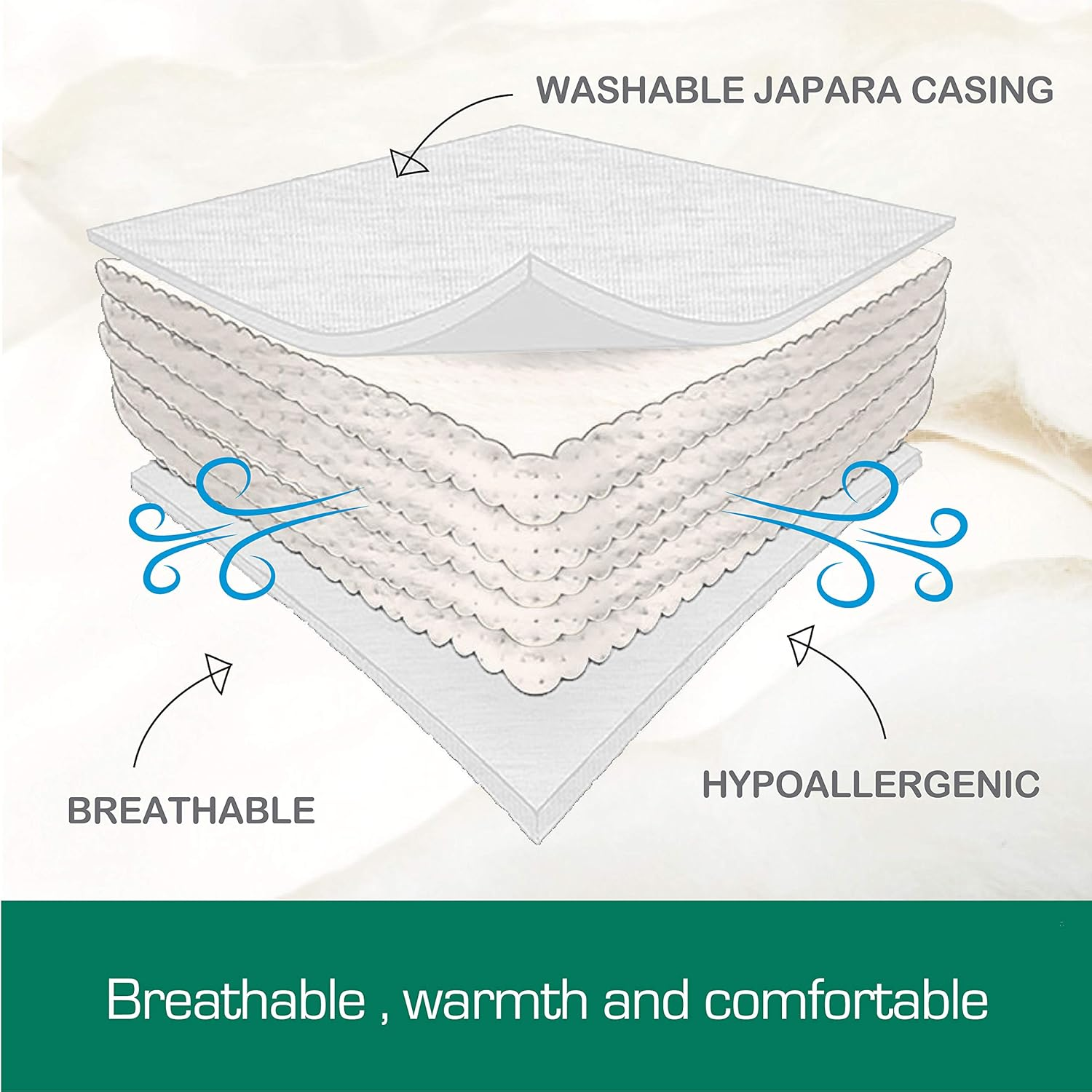 Australian Made Washable Merino Wool Quilt/Doona/Duvet 350GSM Light Weight (240X210Cm King) image number 2