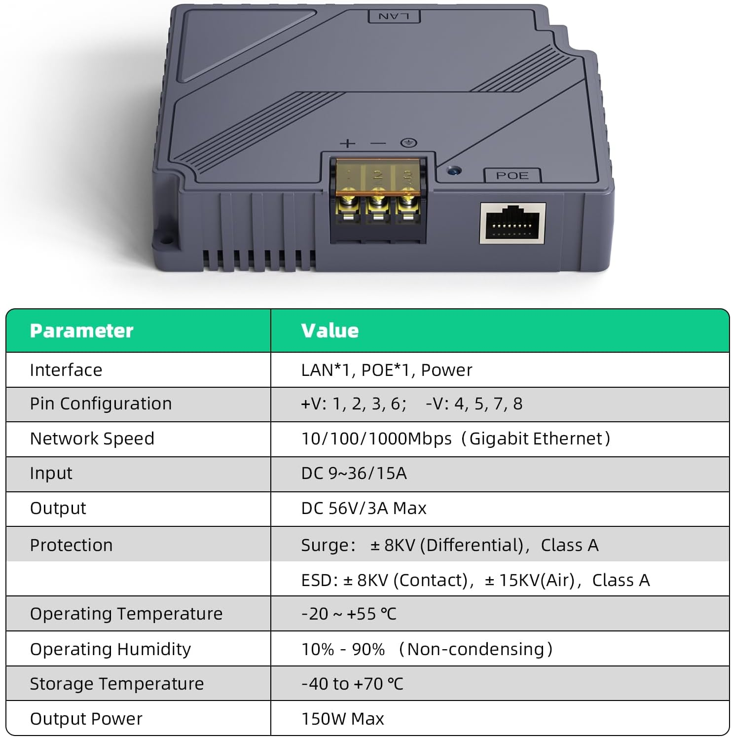 XLTTYWL Starlink V3 Poe Injector, 150W 2 in 1 Gige Passive & ESD Protection Starlink 12V Conversion Kit with Starlink DC Step up Converter DC 9-36V/150W for Starlink Gen 3 Dishy image number 3
