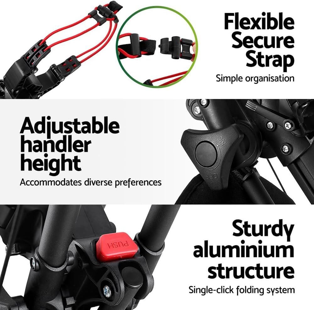 Everfit Golf Buggy Foldable Trolley Golf Cart Swivel Wheel Umbrella Bottle Stand image number 2