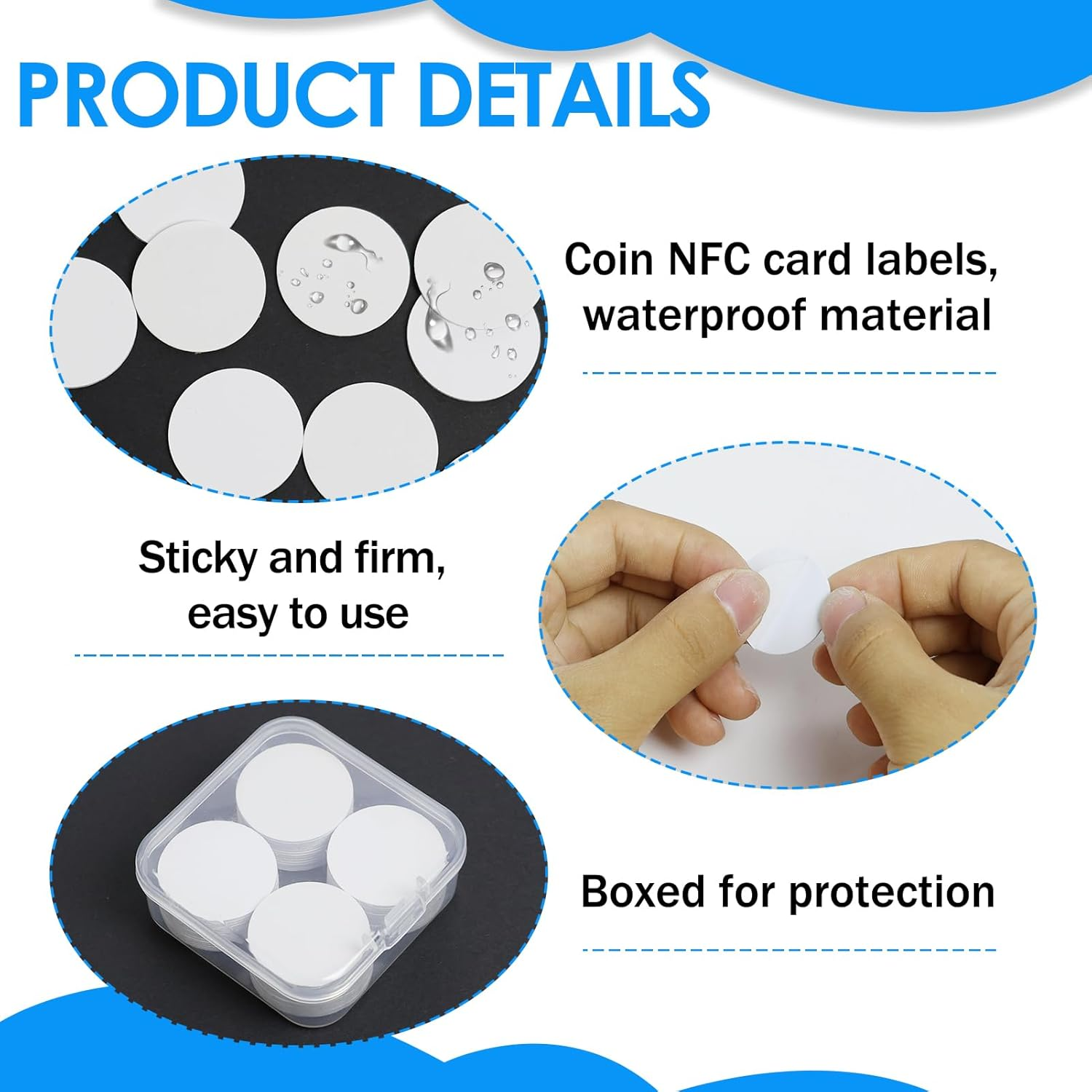 50PCS NFC Tags NT AG215, 25Mm(1 Inch) round Cards Blank White NFC Tags with Storage Box with Adhesive Back for Easy Fixing Compatible with Am Ii Bo NFC Enabled Mobile Phones and Devices image number 5