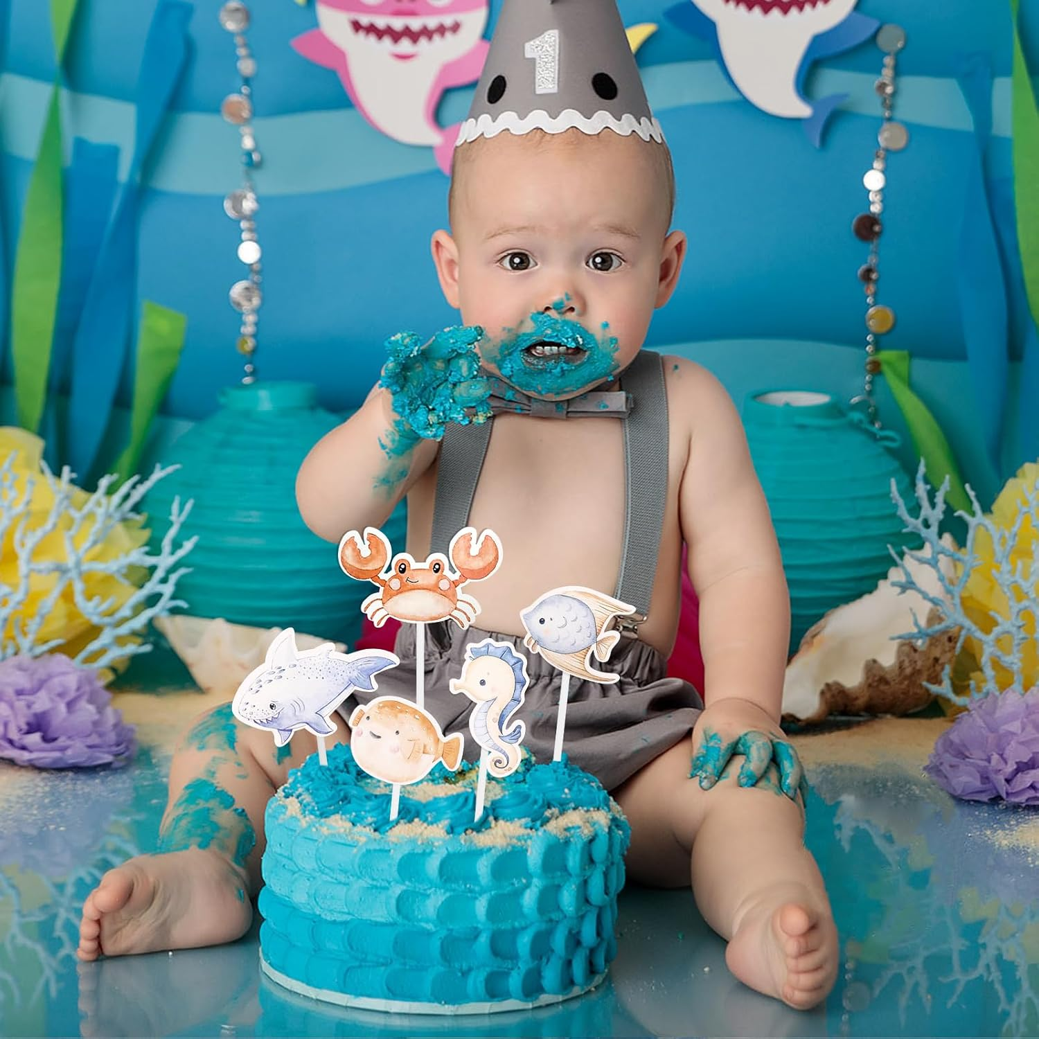 ENLACE Pack of 36 Sea Animals Cupcake Toppers, Ocean Theme Cake Decoration for Birthday, Christening image number 4