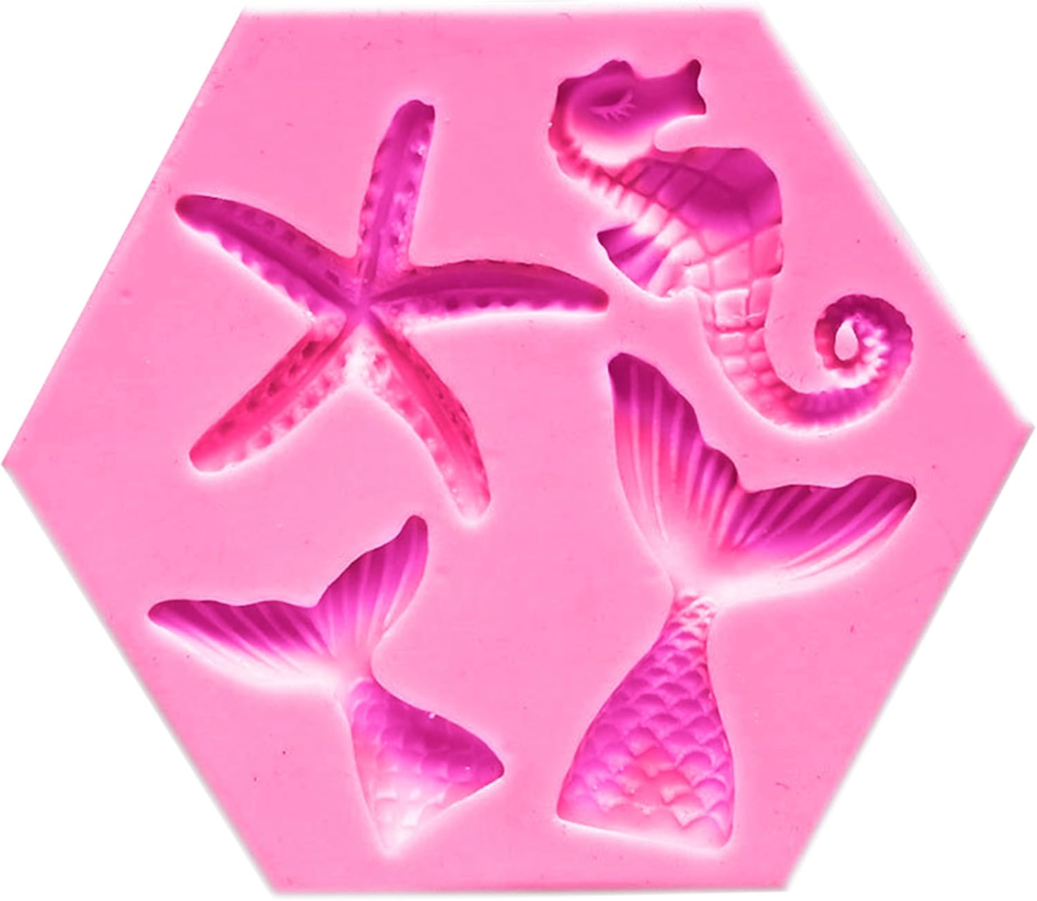 Mermaid Tail Sea Shell Silicone Cake Fondant Sugarcraft Mould Chocolate Mold (Hexagon) image number 2