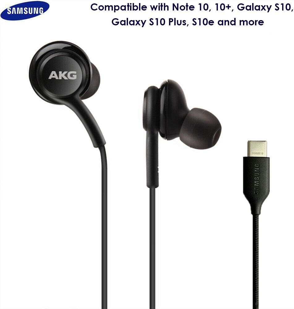 In-Ear AKG Wired Earbuds with Microphone &ndash; USB-C Earbuds with Braided Cable &ndash; AKG Headphones with Mic Compatible with Samsung Galaxy S24 Ultra, S24+, S24, S23, S22, S21, S10, S10E & Iphone 15 Series
