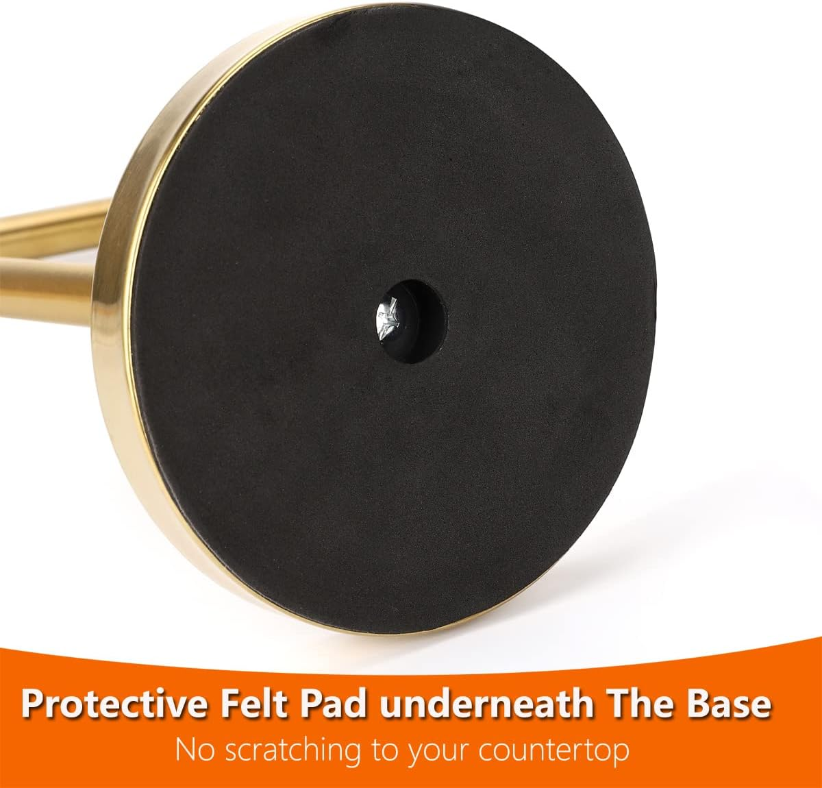 Gold Hand Towel Holder Stand with Heavy Stainless Steel Base, T-Shape Towel Rack, Free-Standing Towel Holder Countertop for Bathroom (Brushed Gold) - Brushed Gold image number 6