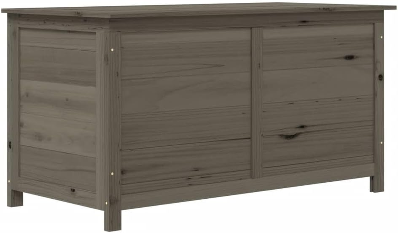 'Vidaxl Outdoor Storage Box, Solid Fir Wood, Anthracite, Large Capacity Cushion Container, 150X50X56 Cm, Farmhouse Style Outdoor Furniture Organizer