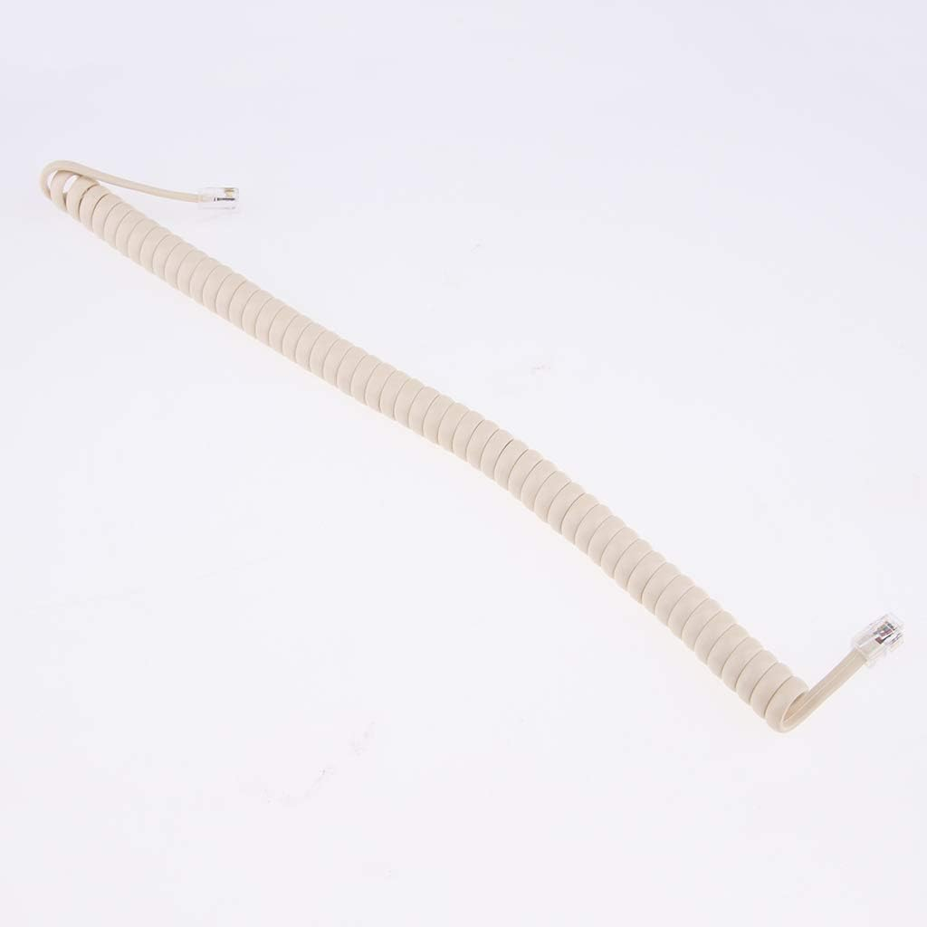 Perfk 5X Telephone Handset Spiral Cable Lead Phone Cord RJ9 4P4C 25Cm-2M, Cream Color, as Described image number 4