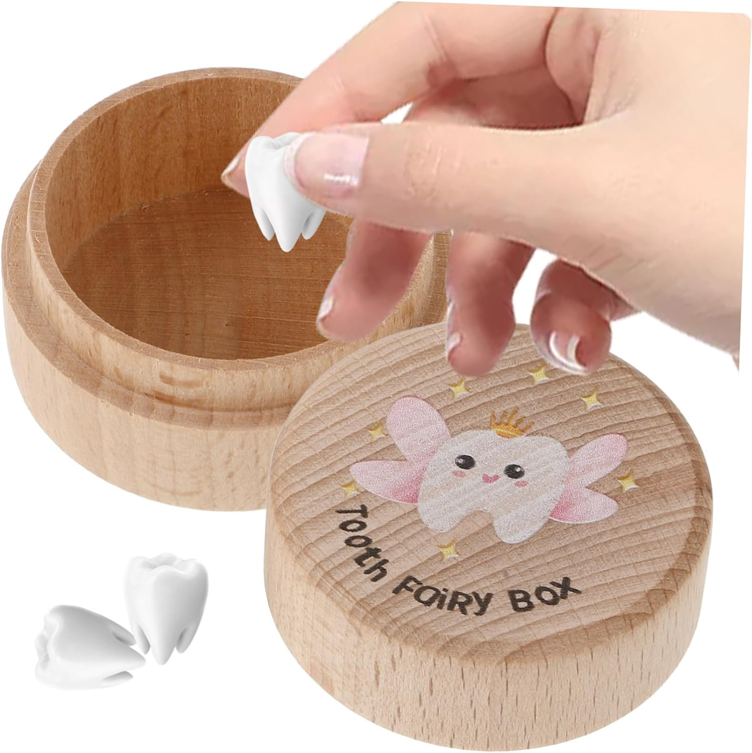 Unique Tooth Holder Keepsake Box Organize First Teeth Curls Modern for Boys and Girls image number 1