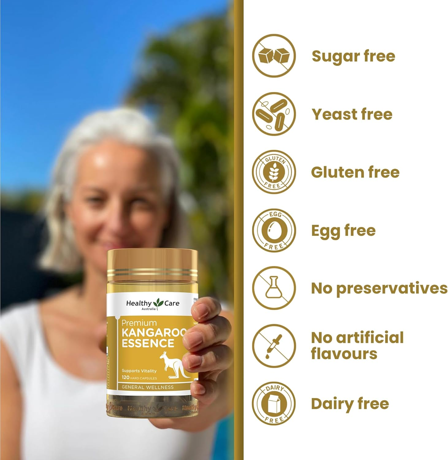 Healthy Care Premium Kangaroo Essence - Supports Vitality and Metabolic Health - Premium Dietary Supplement - All-Natural Ingredients- 120 Capsules image number 6