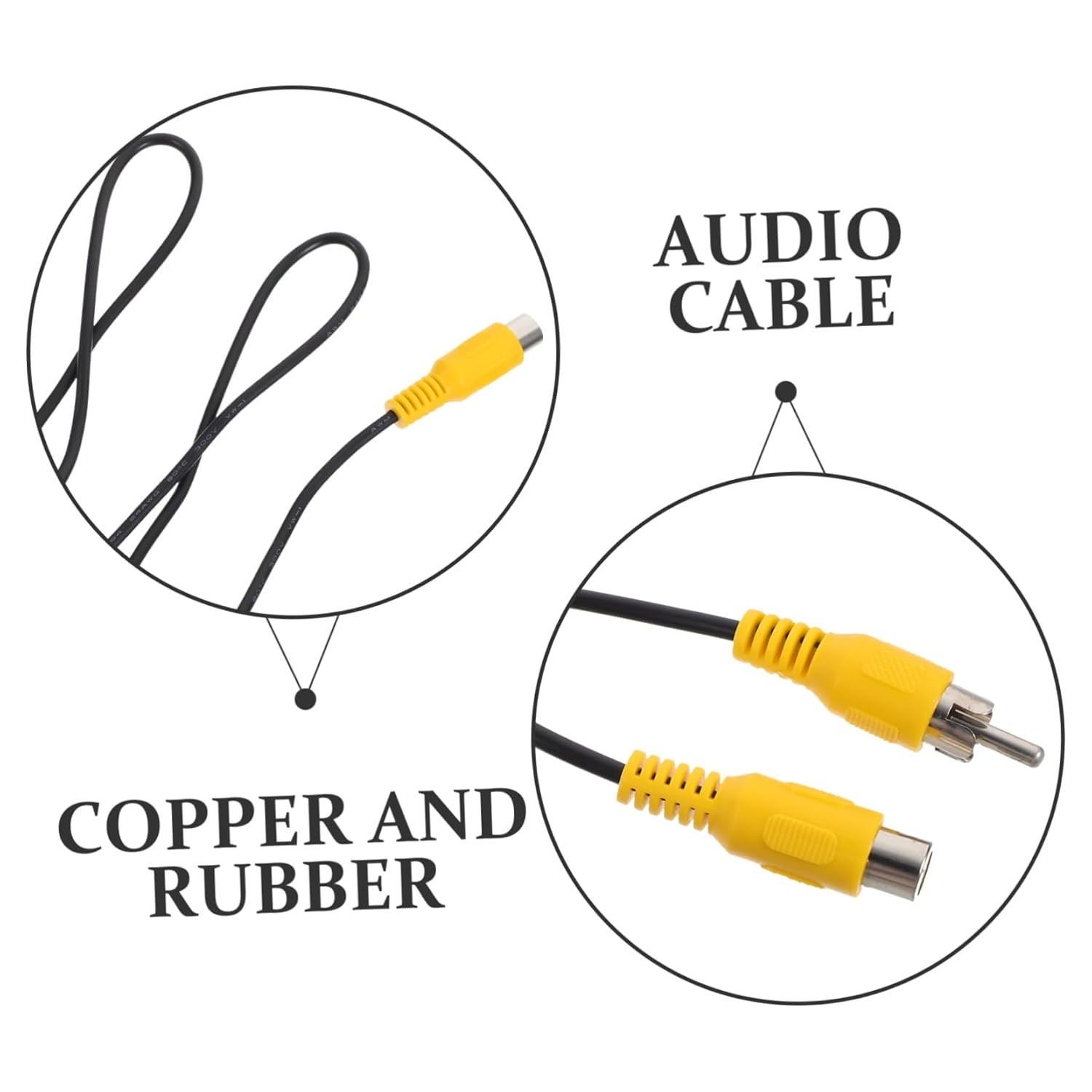 Happyyami RCA Audio Extension Cable Male to Female for Home Theater Car Stereo System Replacement Connecting Cable image number 2