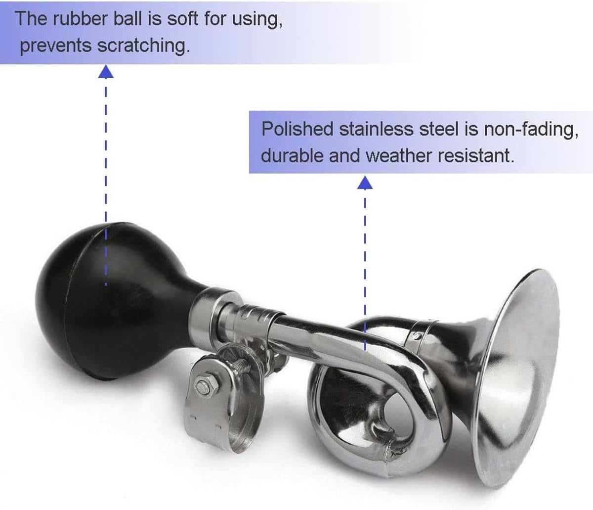 AIMALL Classical Bicycle Iron Air Horn - 6.88 Inch Length with 3.18 Inch Diameter, Weather-Resistant Stainless Steel, Easy Installation image number 4