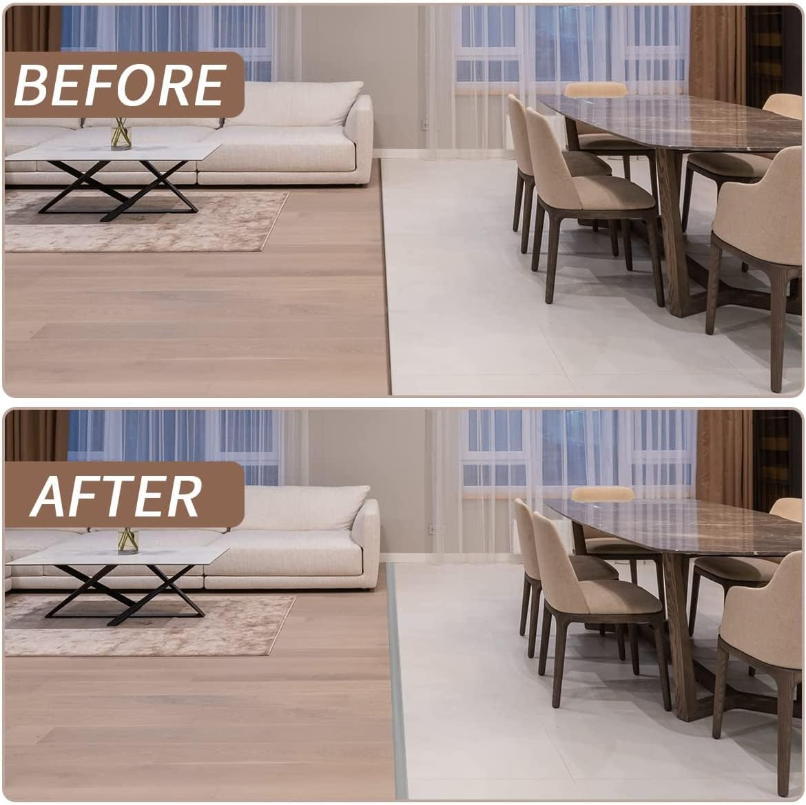 10Ft Floor Transition Strip, Self Adhesive Carpet Edging Trim Strip, Threshold Strips for Threshold Height Less than 5 Mm (Grey) image number 5