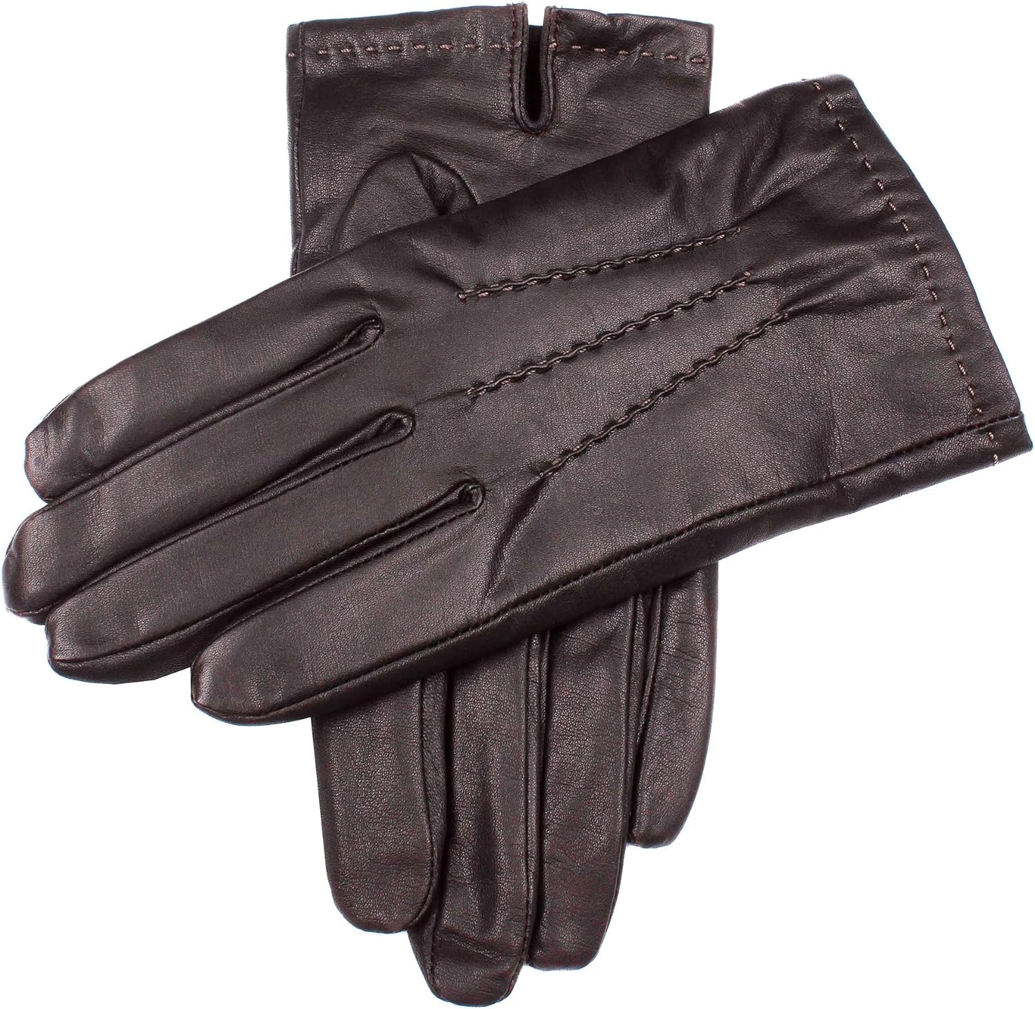 Dents Men'S Touchscreen Leather Gloves with Palm Vent Handsewn Detail Cuffs, Brown, Medium image number 1