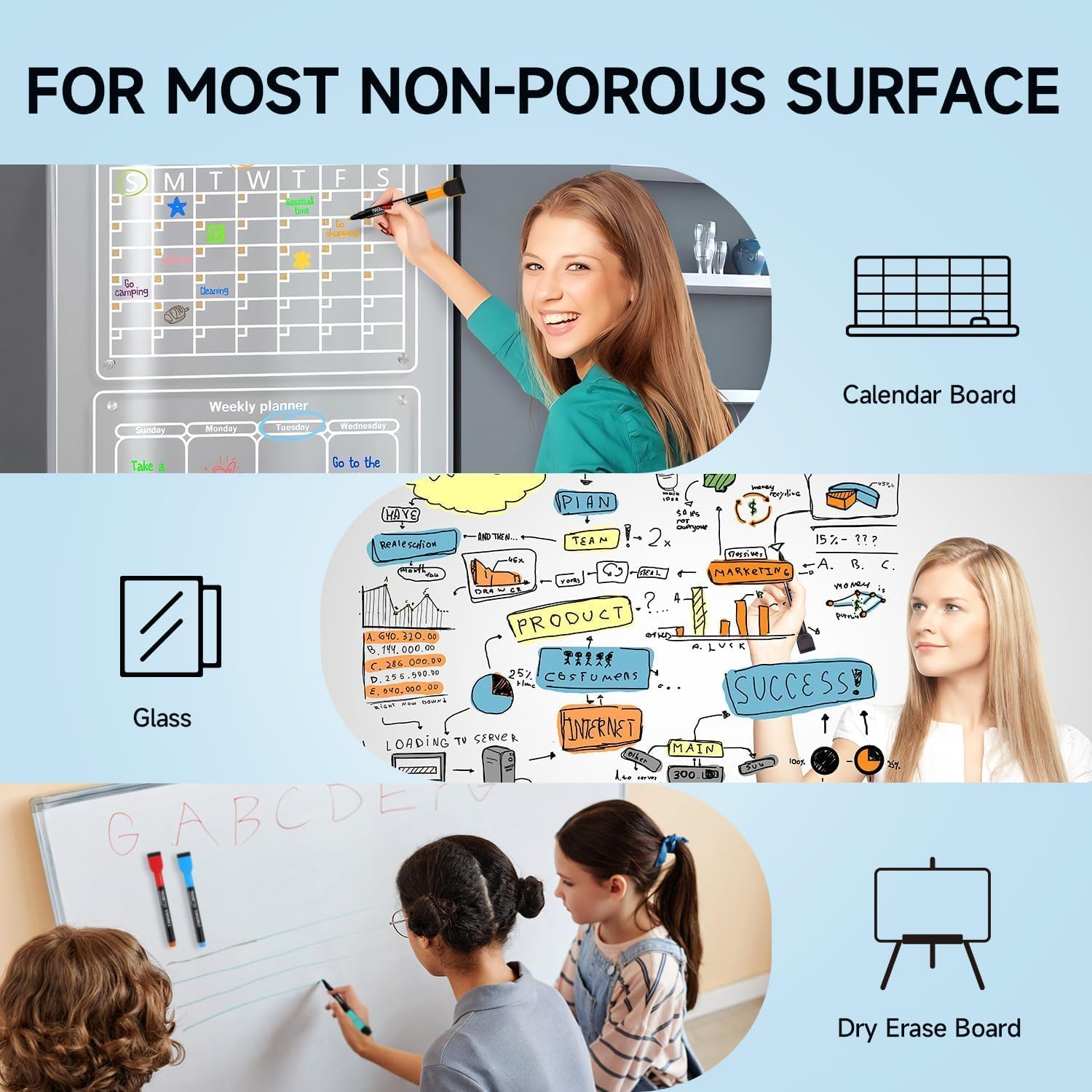 Magnetic Dry Erase Markers Fine Tip - 12 Colors Whiteboard Markers with Eraser Cap, Low Odor Thin Dry Erase Markers for Kids Teachers, Work on White Board & Calendar, Refrigerator, Kids Gift image number 4