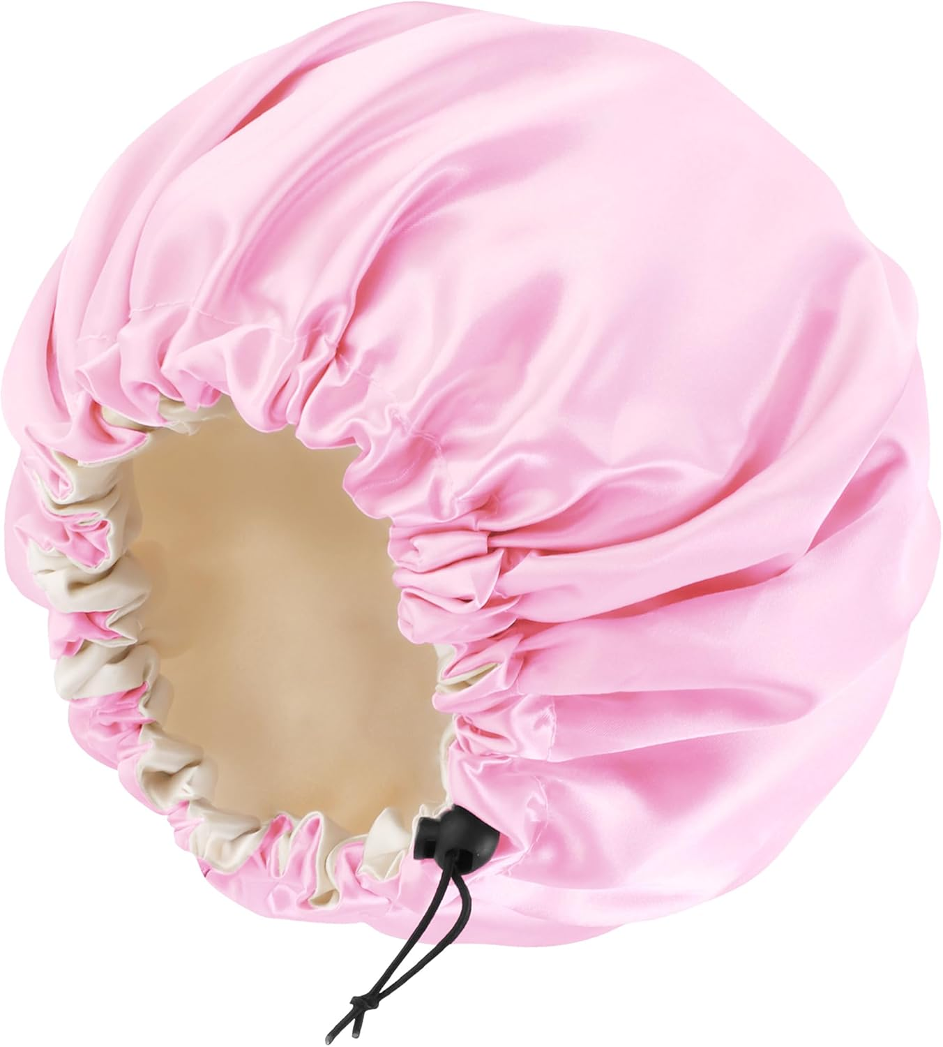 Edoneery Women'S Pink Satin Bonnet for Curly, Braided Hair; Sleeping Bonnets; Size 18-26 Inches; Adjustable Toggle; Classic Style image number 6